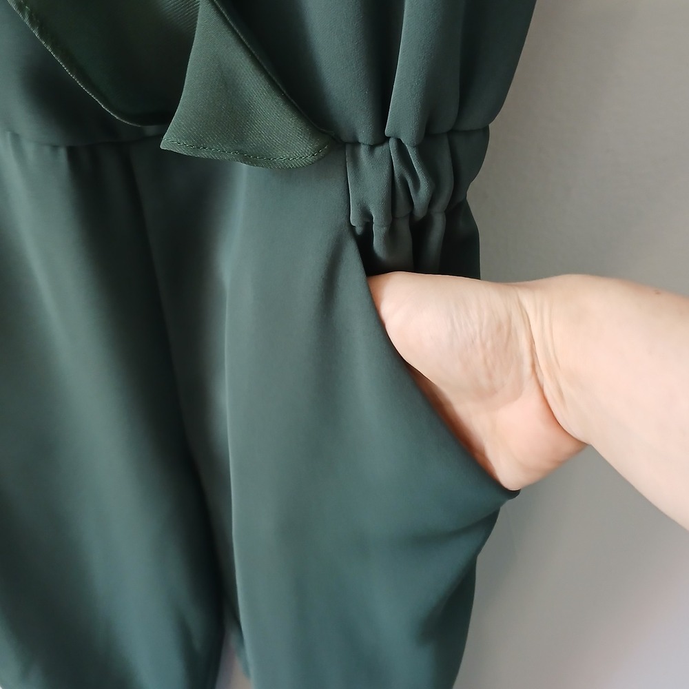 Parker Women's Size 0 Asymmetrical Jumpsuit Ruffle Sleeve Ankle Length Green - Picture 8 of 16